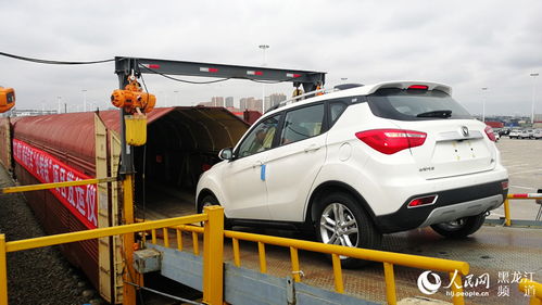 哈鐵開行首趟商品汽車 公轉鐵 貨運班列 組圖